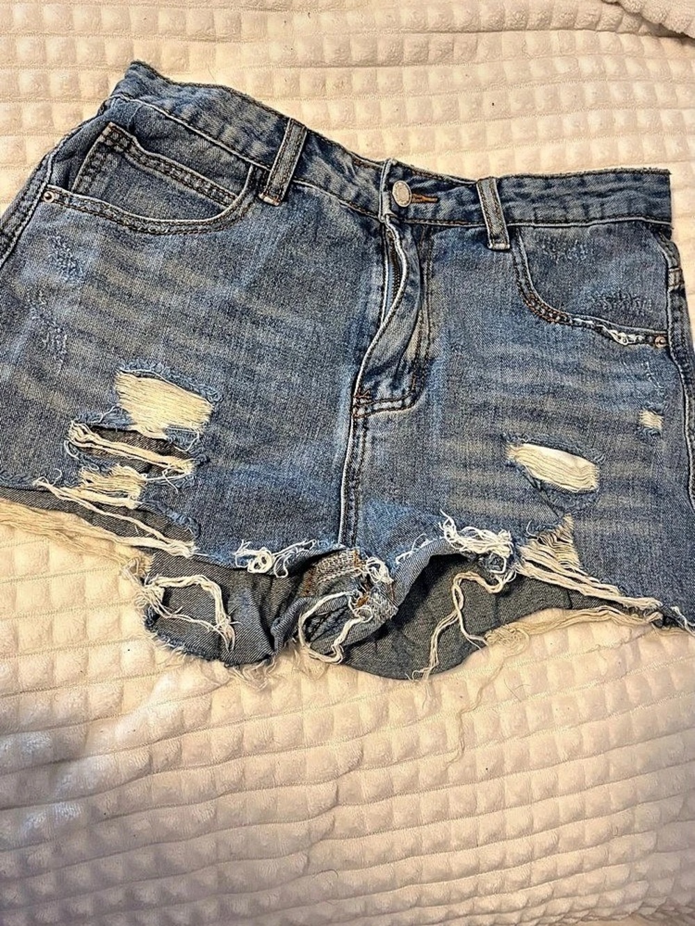 Women's Distressed Denim Jean Shorts in Blue